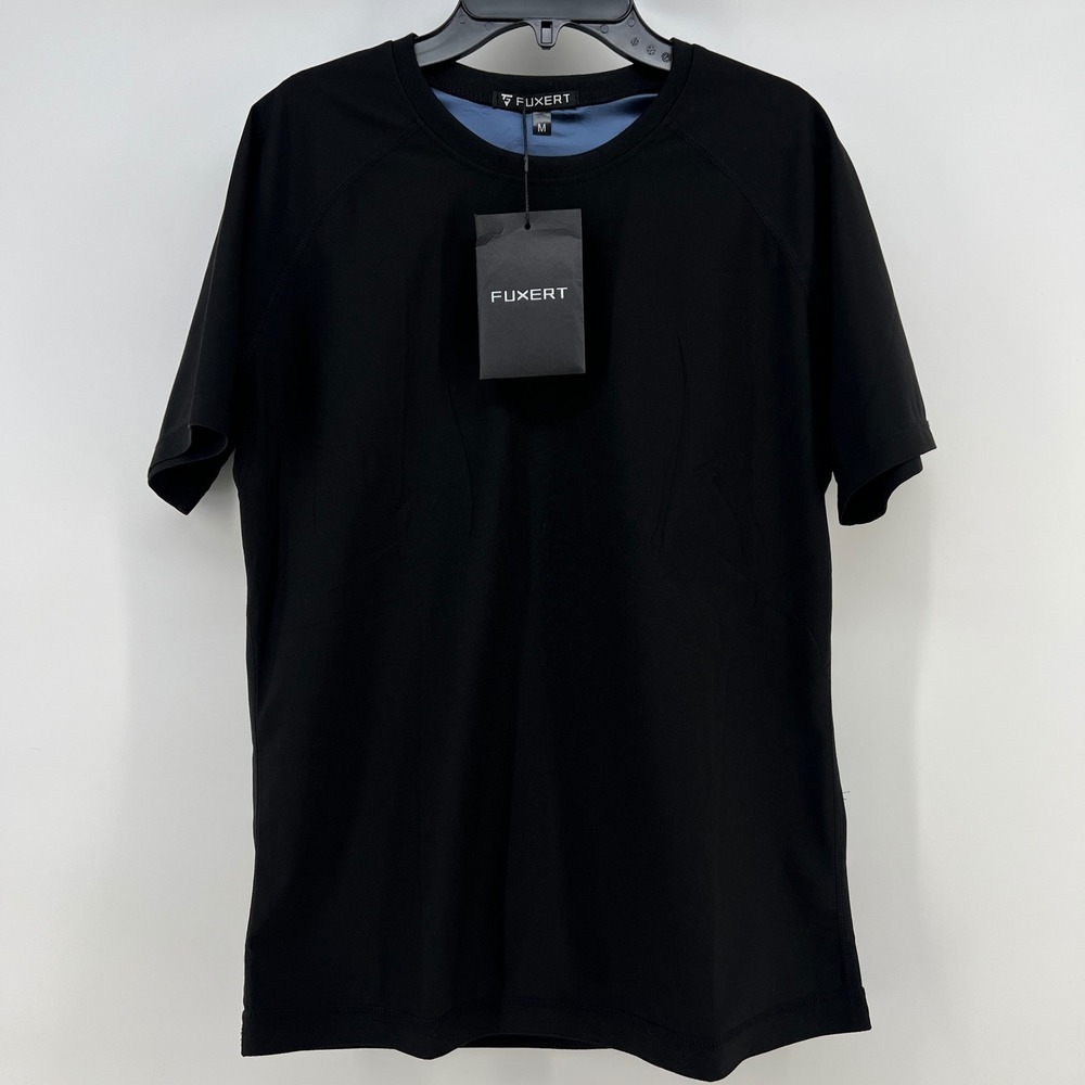 FUXERT Mens Sauna Suit T-Shirt Black Compression Sweat Shirt Short Sleeve Size M